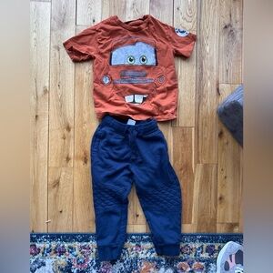 Disney Cars Tow Mater Tee & Telluride Navy Joggers Set | Size 3T/4 Toddler Boy